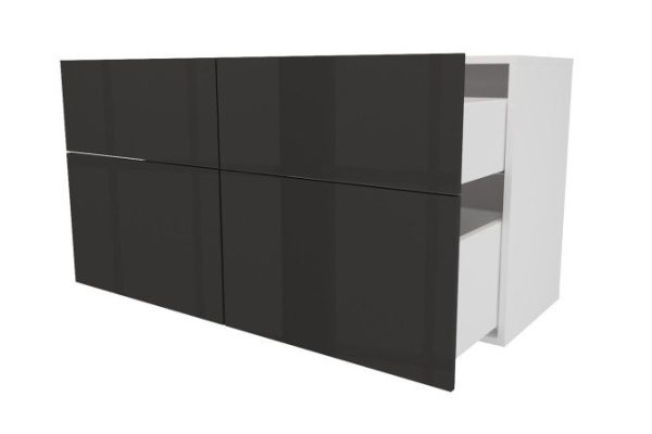 Cabinet 4 drawers Oscar Amika 120x64 with closers, white / black graphite gloss