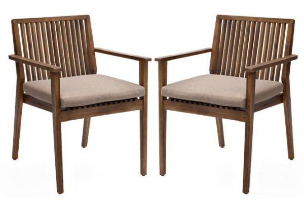 Set of chairs Mona frame color light brown, soft elements beige