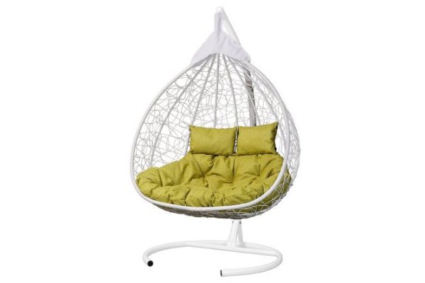 Hanging cocoon chair Fisht 135x190x100 cm, white