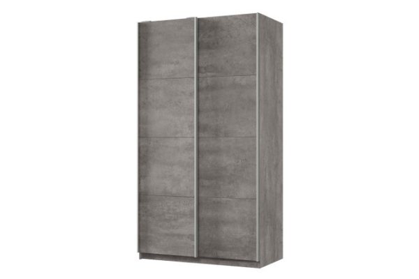 Sliding wardrobe 2-door Praktik 120x240x60 cm, concrete, silver profile