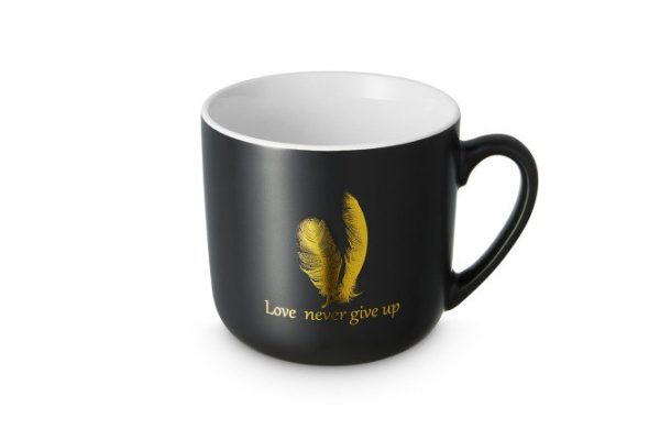 Golden feather mug 380 ml, Porcelain