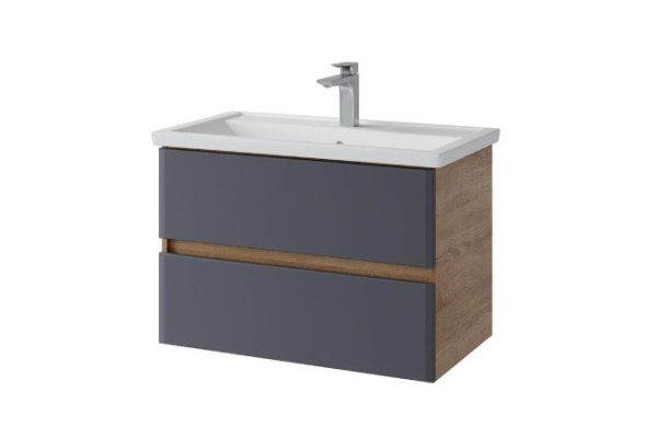 Hanging cabinet Sanstar Infiniti 396.1-1.4.1 76.5 cm, frame color Sonoma oak light, facade soft graphite