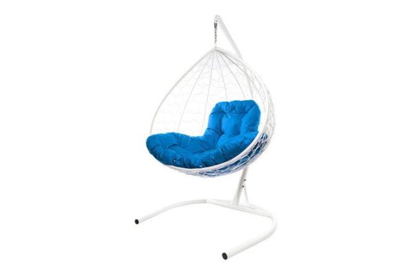 Hanging cocoon chair XL 75x186x118 cm, base and frame color white, finishing white