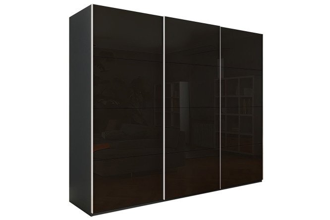 3-door wardrobe Comet 270x240x66 cm, diamond gray, black