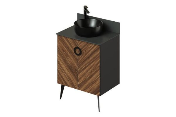 Floor stand Palladio 65 cm, frame color bourbon oak, facade color bourbon oak