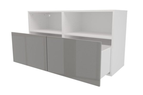 Cabinet with shelves and drawers Oscar Amika 120x64 with closers, white / dusty gray gloss