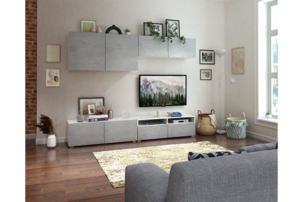 ut2yz4ozzliuri7y0pmt747wn0lkrmz7.jpg Living room Oscar Amika with push-to-open cabinet, white/concrete