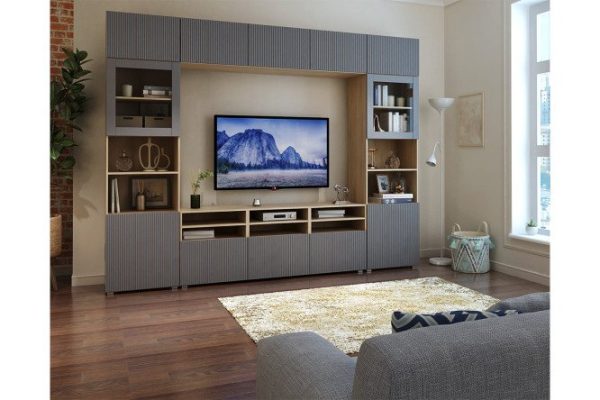 uun24ep7np4229gi5q66hforlbvha49y.jpg Modular living room Oscar Amelie with push-to-open, sonoma oak / wave graphite