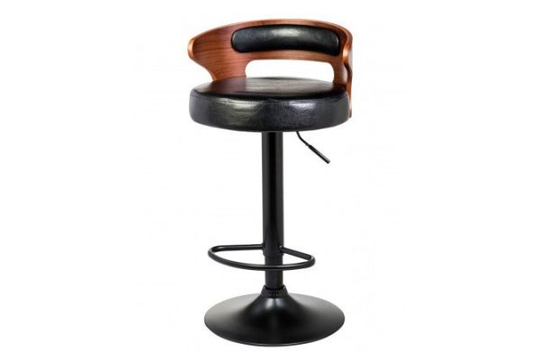 Bar chair DOBRIN Fred Black 45x78.5x45 cm, upholstery color black, backrest brown wood