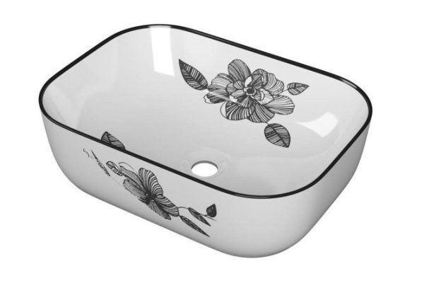 Over-mounted rectangular washbasin POINT Venus 46 PN43073WB, white Over-mounted, 46x14x33 cm