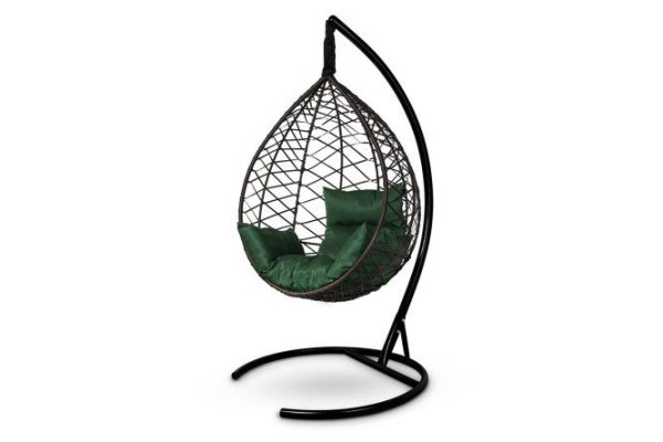 Hanging cocoon chair Alicante 100x190x100 cm, base and frame color black, finishing brown