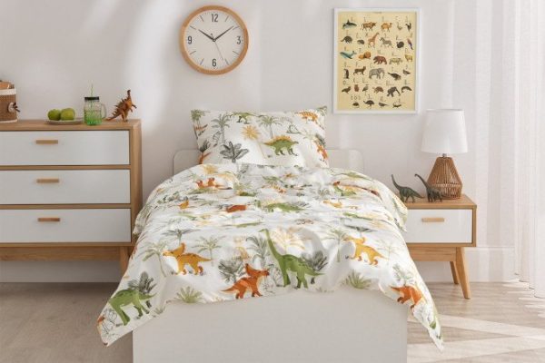 MICASA Dinosaurs bedding set for children Satin, 145x210 cm