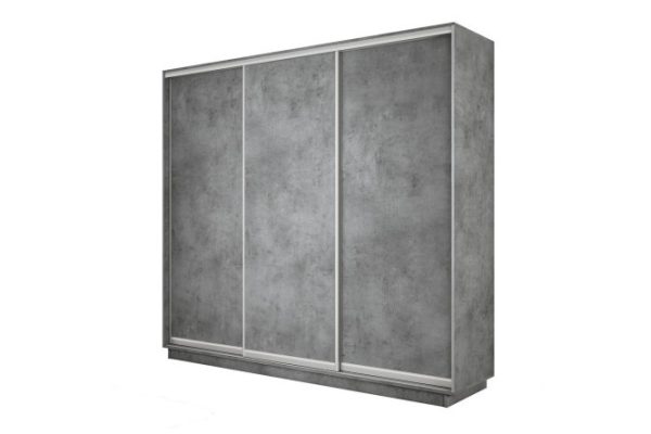 3-door wardrobe Slide-2 210x240x60 cm, Concrete/silver