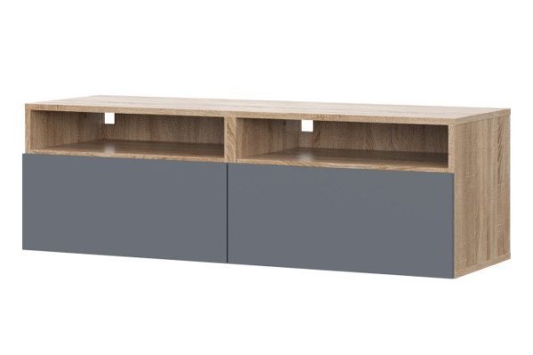Cabinet Oscar Moon 120x40 with 2 drawers and 2 shelves, sonoma oak / graphite soft