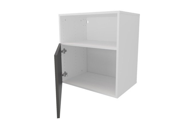 Cabinet with shelves and door Oscar Amika 60x64, white / black graphite gloss