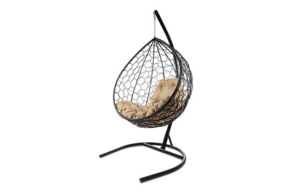 Hanging cocoon chair Drop 72x186x98 cm, base and frame color black, finishing black