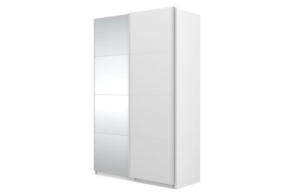 Sliding wardrobe Oscar 150x236x58 cm, white, with mirror inserts