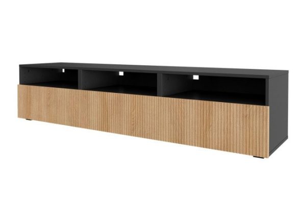 Cabinet Oscar Amelie 180x40 with 3 drawers and 3 shelves, anthracite / wave Canadian oak