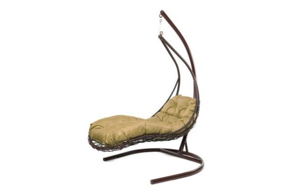 Reclining hanging chair 117x190x175 cm, base and frame color white, finishing white