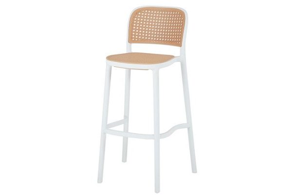 Bar stool Stick 37x102x52 cm, seat color beige, legs white