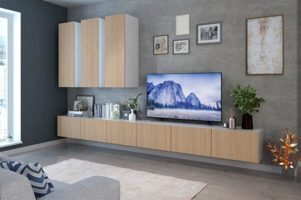 v8jpg3m8spgf0acq42mayo71x31rtcyf.jpg Living room Oscar with cabinets with drawers and push-to-open cabinets, wave Canadian oak / white