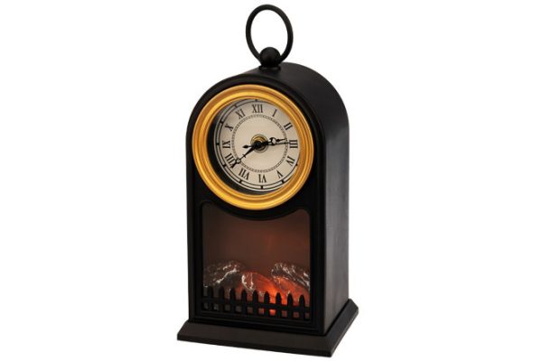 Decorative LED figure with the effect of living fire NEON-NIGHT REXANT Fireplace Antique clock