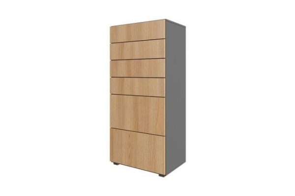 Children's chest of drawers Oscar Moon mini 60x130x39.6 cm, antacite, Canadian oak