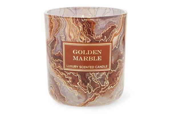 Candle in a glass Gold and Antico marble 11 cm, 1 pc.