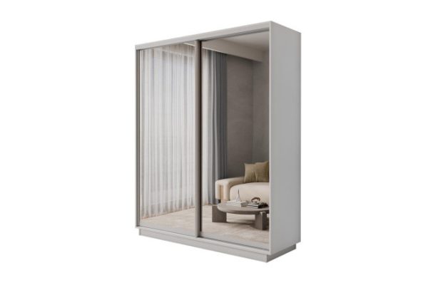 2-door wardrobe Slide-2 180x240x45 cm, white snow, silver, with two mirrors