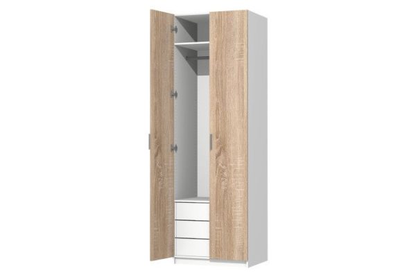 Oscar Line wardrobe system white, Sonoma oak facades