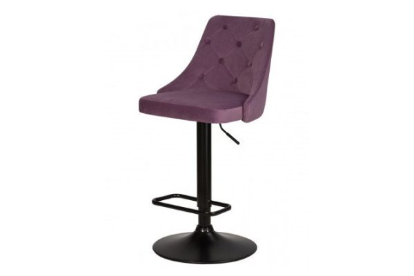 Bar chair DOBRIN Joseph Black 48x89x54 cm, upholstery color powder lilac, legs black