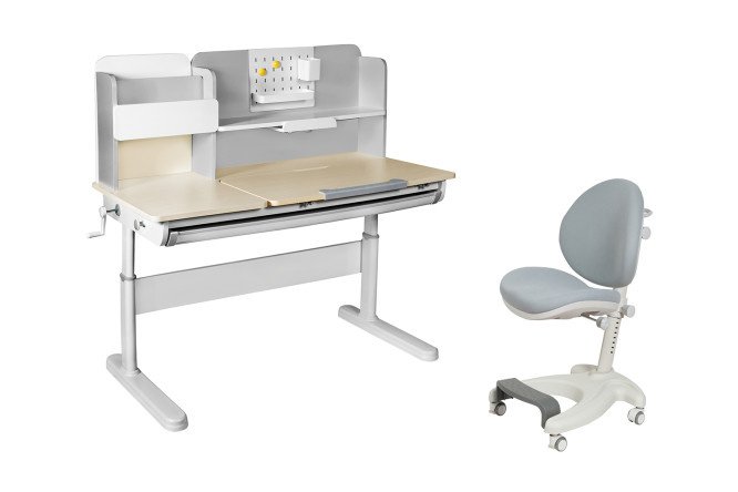 Furniture set: Ginepro Gray desk and Cielo Gray chair