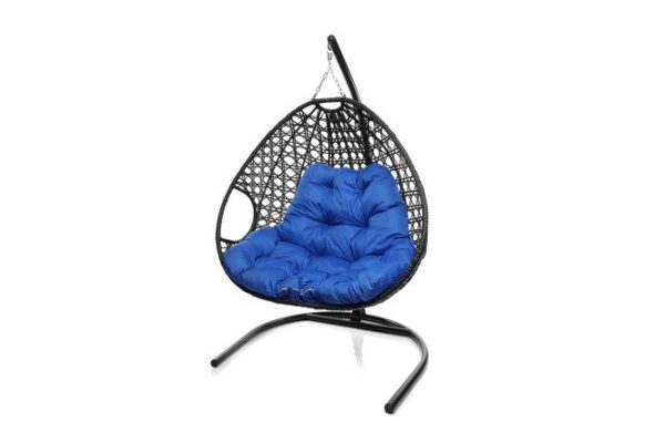 Hanging chair for two Luxury 119x186x120 cm, base and frame color white, finishing white