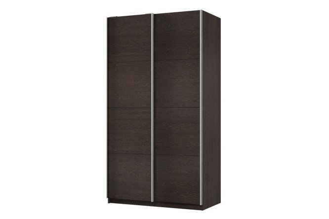 Sliding wardrobe 2-door Praktik 120x240x60 cm, wenge, silver profile
