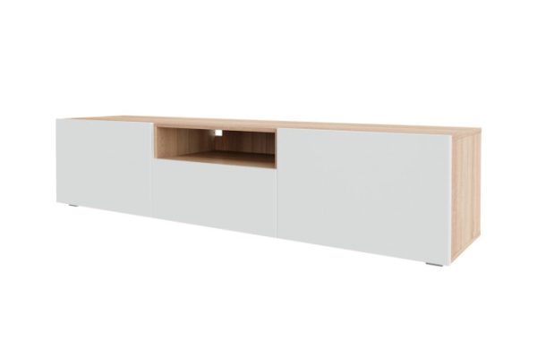 vkqztjfk9nripqh0tst72yn5itc9or45.jpg Cabinet Oscar Moon 180x40 with 2 doors, drawer and shelf, Sonoma oak / white talc