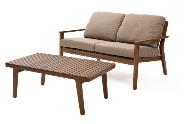 Mona garden furniture set, frame color natural teak, finishing natural teak