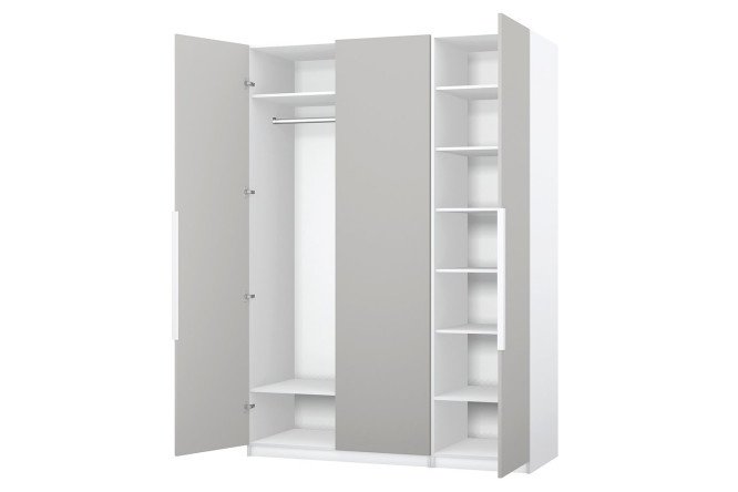 Wardrobe 3-door Oscar Moon 150x236x59.6 cm, white, light gray soft
