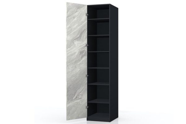 1-door wardrobe Oscar Marble 50x236x59.6 cm, anthracite, statuary