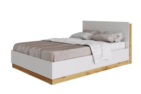 Bed with lifting mechanism Fresco 160x200 cm, white, Wotan oak