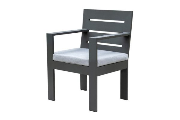 Chair with armrests Korfu 62x88x57 cm, frame color dark gray, soft elements light gray