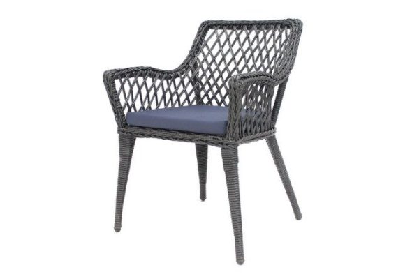 Armchair Basfor, finishing color is dark brown, soft elements are sky blue