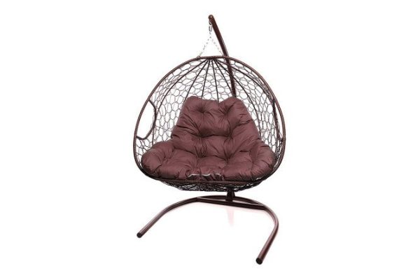 Hanging chair for two 119x186x120 cm, base and frame color brown, finishing brown