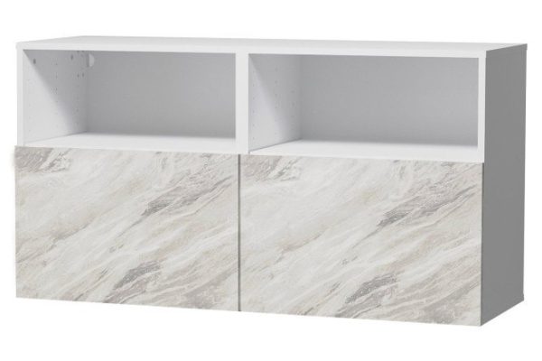 Cabinet with shelves and drawers Oscar Statuario 120x64 with closers, white / statuario