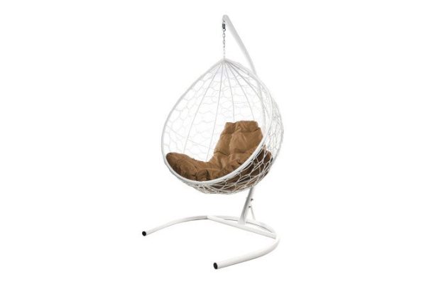Hanging cocoon chair Drop 72x186x98 cm, base and frame color white, finishing white