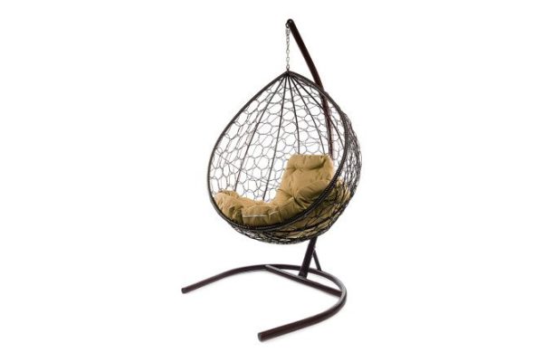 Hanging cocoon chair Drop 72x186x98 cm, base and frame color brown, finishing brown