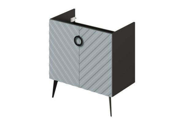 Floor-standing sink cabinet Palladio 2.0 78 cm, frame color black, facade blue-gray