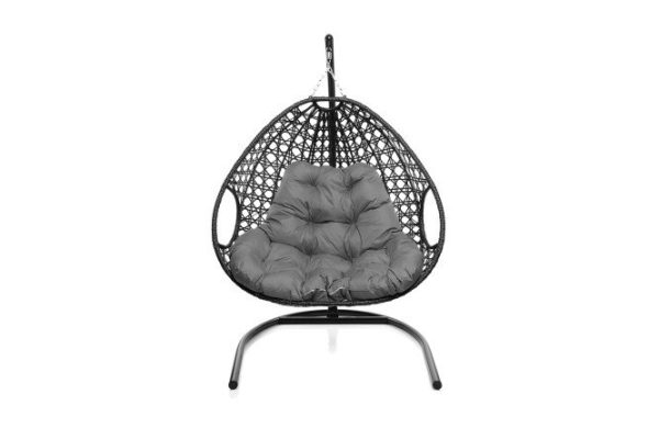 Hanging chair for two Luxury 119x186x120 cm, base and frame color white, finishing white