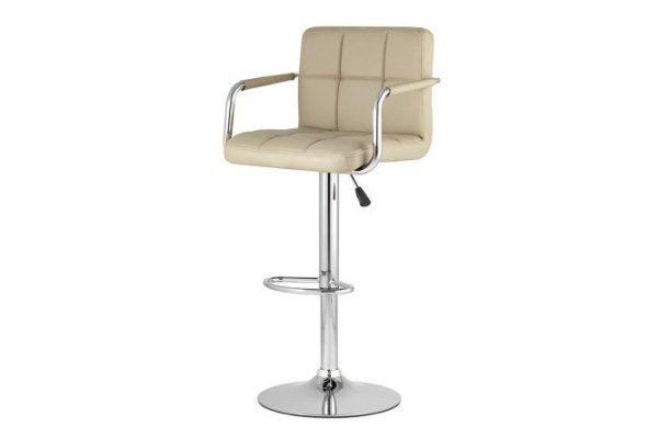 Set of bar stools Malawi Lite 40x86x43.5 cm, beige upholstery, silver legs