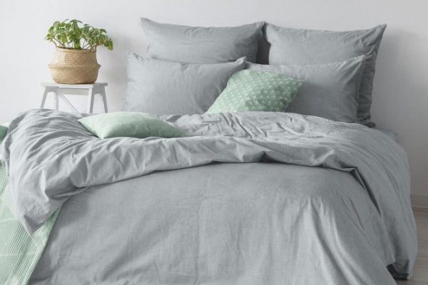 Bed linen set Melange Silver Cotton 200x220 cm, Euro