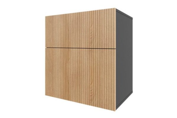 Nightstand Oscar Amelie 60x64 with 2 drawers, anthracite / wave Canadian oak